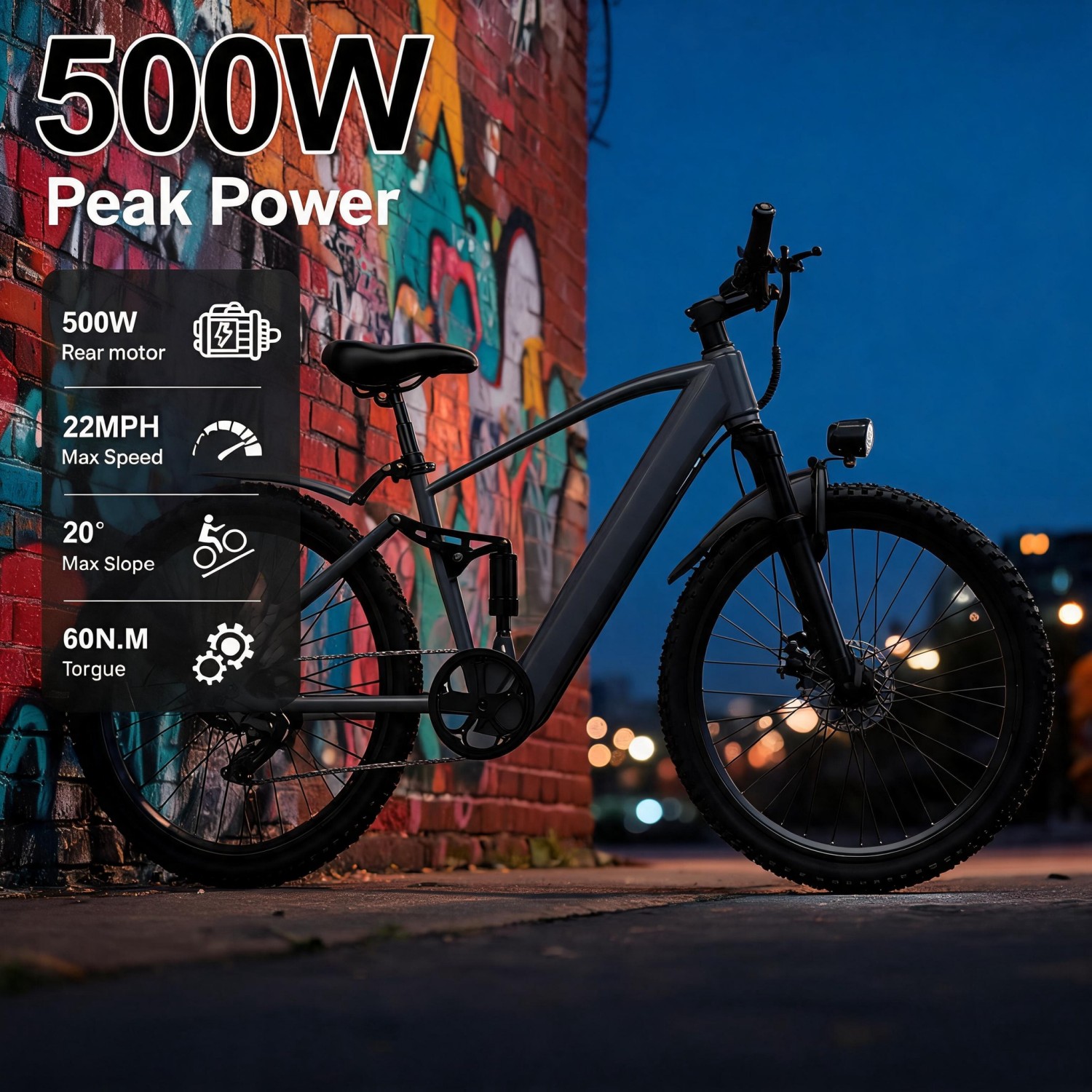 Outdoor Hunting Electric Bike - Geländetaugliches Elektrofahrrad, Jagd-E-Bike. 500W E-Bike mit