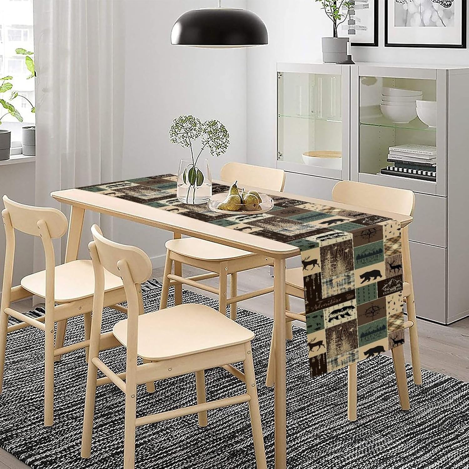 Outdoor Hunting Table - Rustikaler Farmhaus-Tischläufer mit Hirsch- und Bärenmotiv