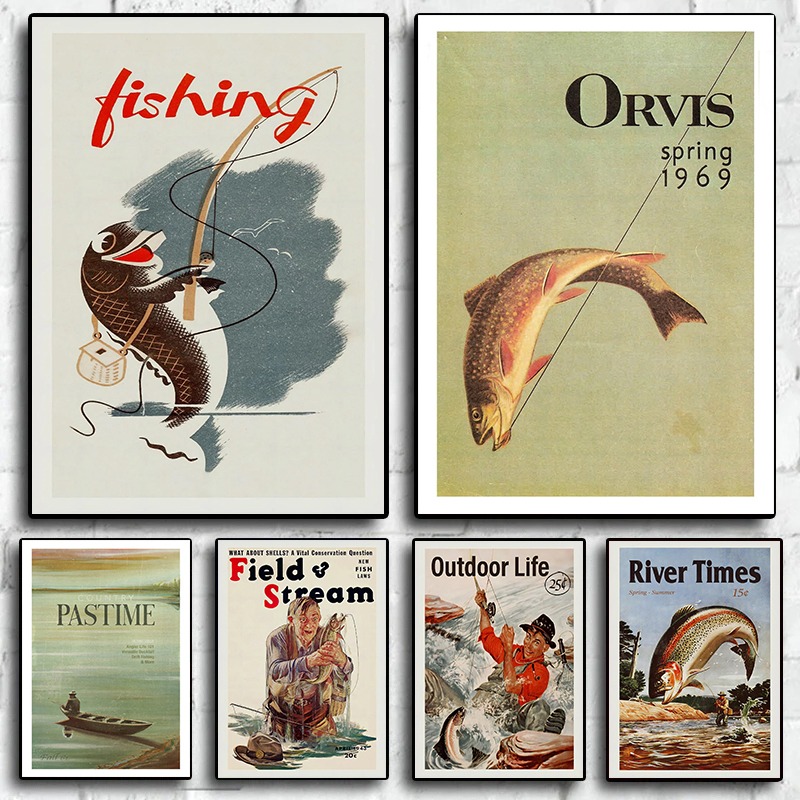 Vintage Fliegenfischen Leinwan – Outdoor Hunting Paintings Bewertung und Preis